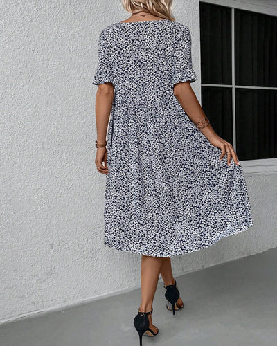 Vibeke™ - Blomster midi-kjole